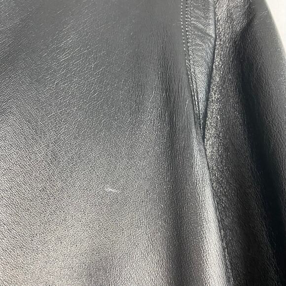 Vintage 80s NYDA Leather Jacket Women 1X Black Mid Length Baggy Full Zip - Picture 7 of 11